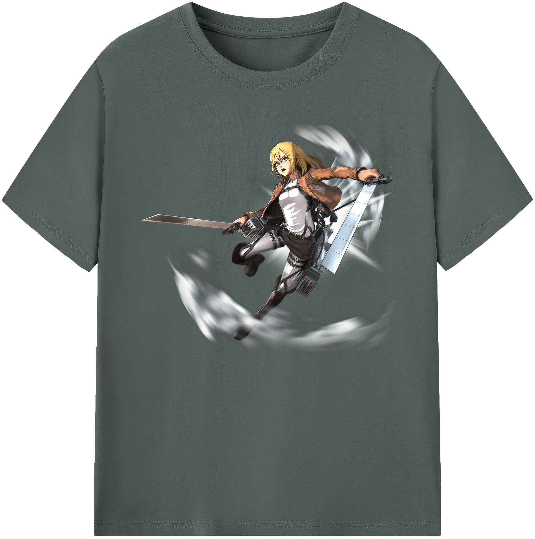 （画像用） 進撃の巨人 クリスタ·レンズ Attack on Titan Christa Lenz 綿100％ メンズ半袖Tシャツ｜肌触りやわらか＆通気性